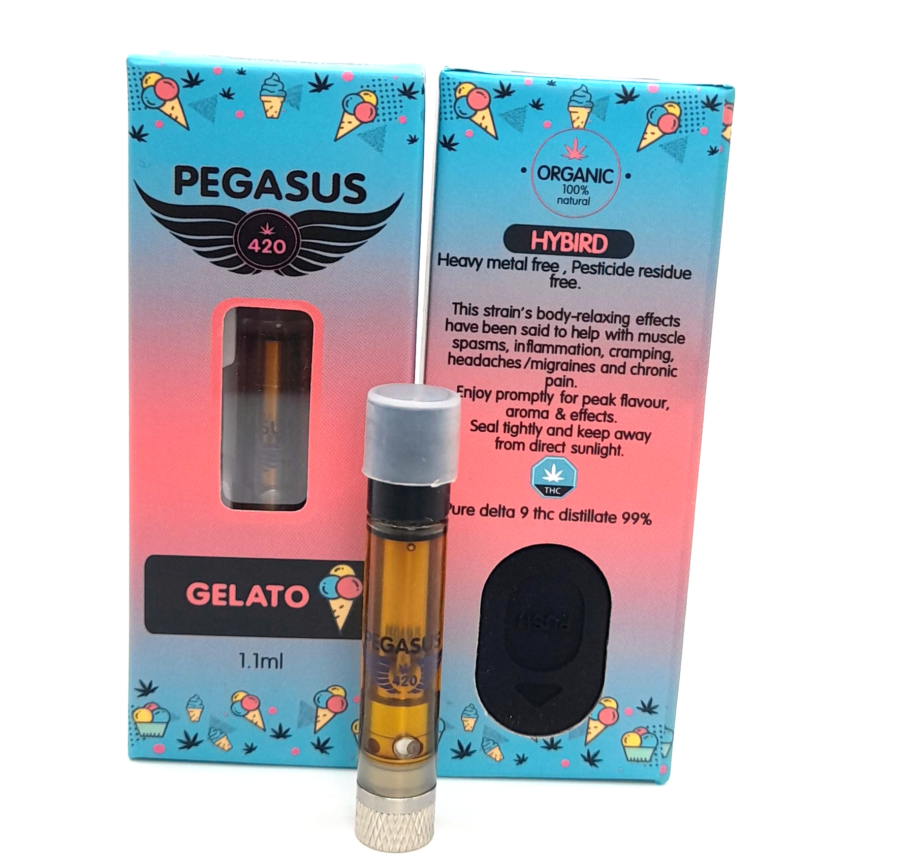 Pegasus 420 1.1ml THC Vape Refill Cartridge Gelato - Power Plant Health