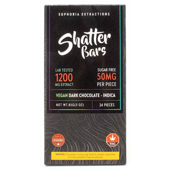 Euphoria Extractions Shatter Bars 1200mg Vegan Dark Chocolate Indica - Power Plant Health