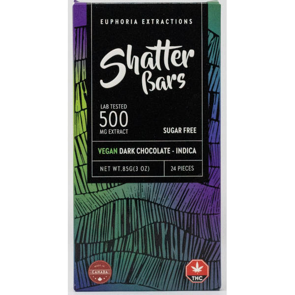 Euphoria Extractions Shatter Bars 500mg Vegan Dark Chocolate Indica - Power Plant Health