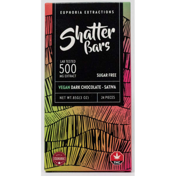 Euphoria Extractions Shatter Bars 500mg Vegan Dark Chocolate Sativa - Power Plant Health