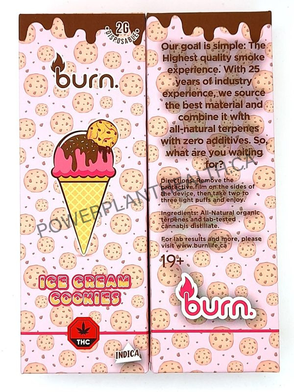 Burn. 2g Vape Ice Cream Cookies Indica - Power Plant Health