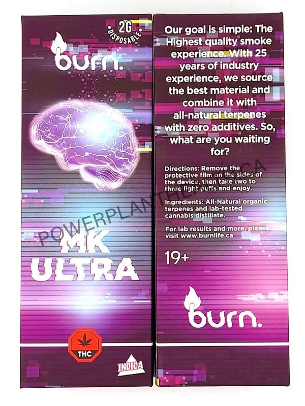 Burn. 2g Vape MK Ultra Indica - Power Plant Health