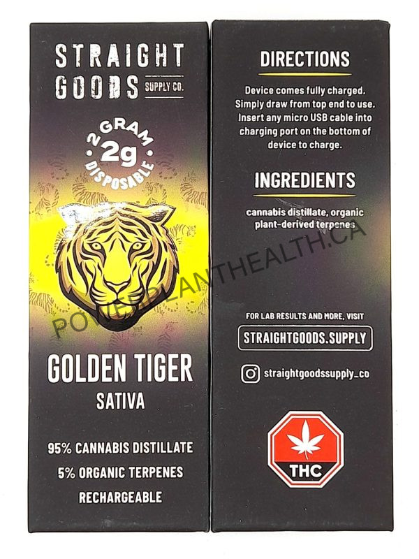 Straight Goods 2g Vape Golden Tiger Sativa - Power Plant Health