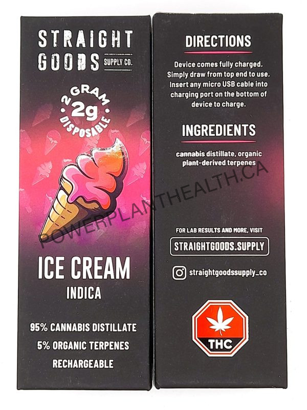 Straight Goods 2g Vape Ice Cream Indica - Power Plant Health