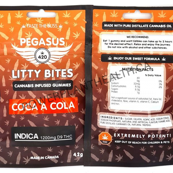 Pegasus Litty Bites 1200mg THC Gummy Coca A Cola Indica - Power Plant Health