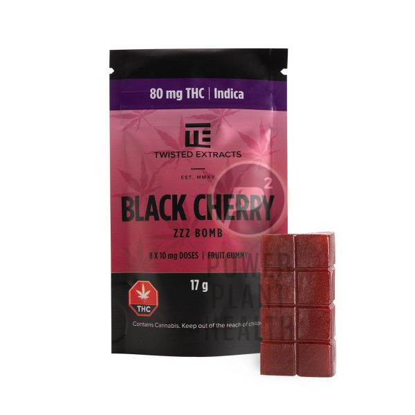 Twisted Extracts ZZZ Bomb Fruit Gummy Black Cherry 80mg THC Indica - Power Plant Health