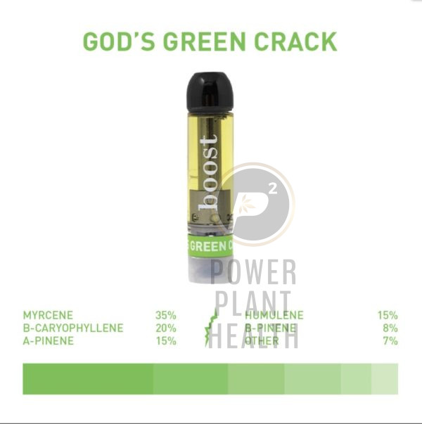 Boost Distillate Vape Cartridge Gods Green Crack - Power Plant Health