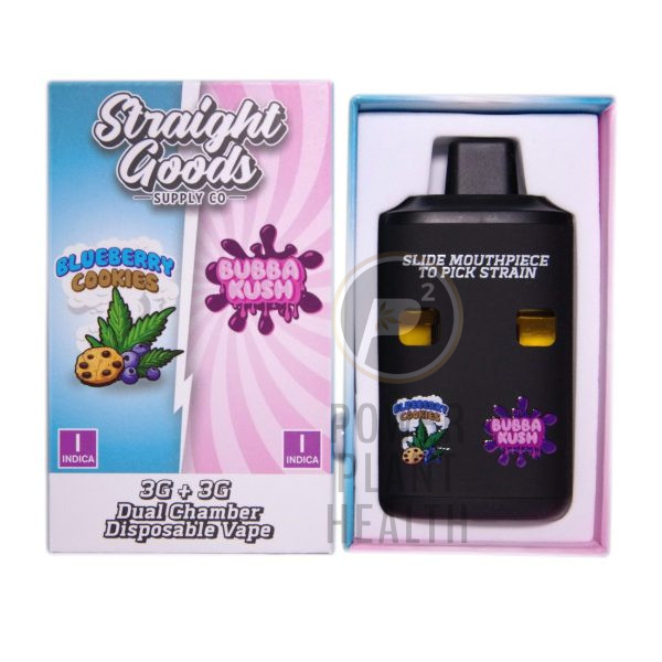Straight Goods 6g Dual Chamber Vapes Blueberry Cookies Bubba Kush - Power Plant Health